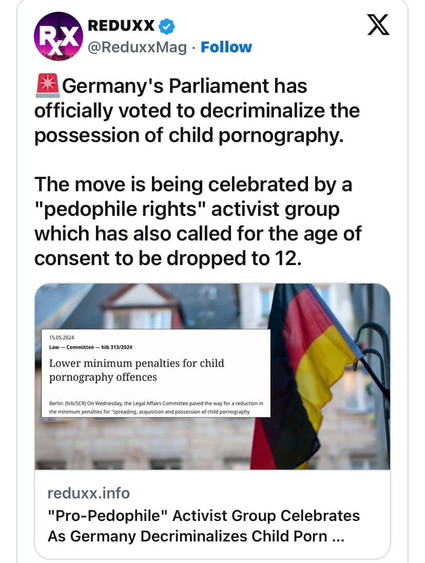 Germany decriminalises Child Porn