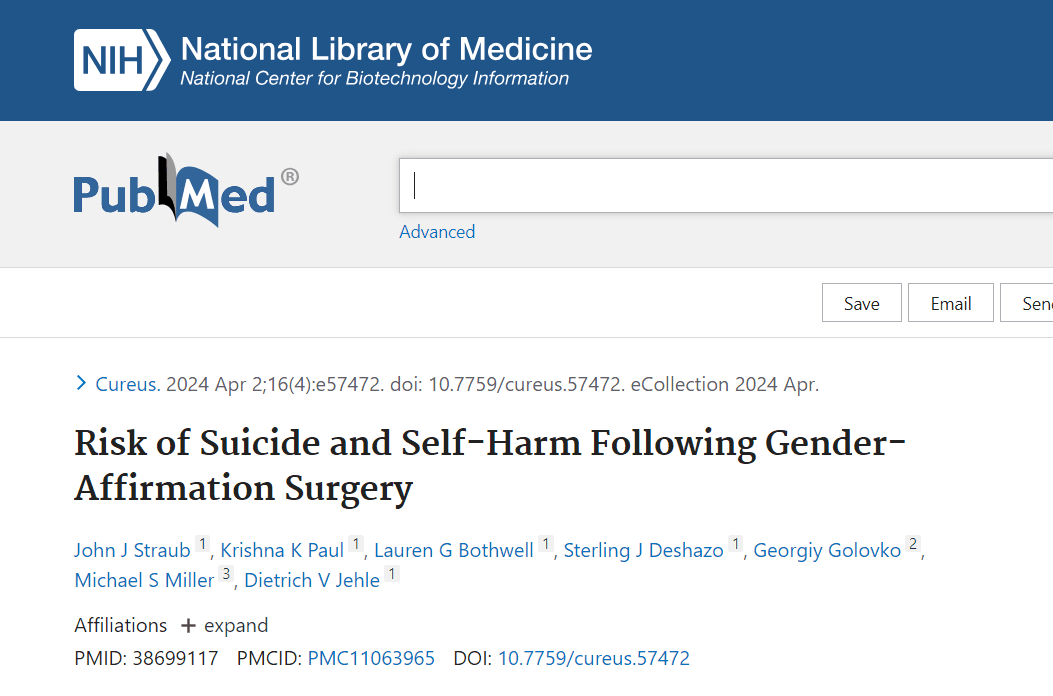 Risk of suicide increases 12x after gender affirming surgery
