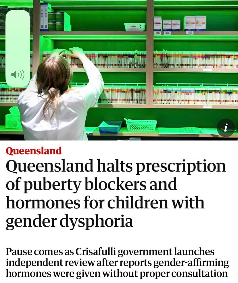 Qld State Government Pause on Puberty Blockers