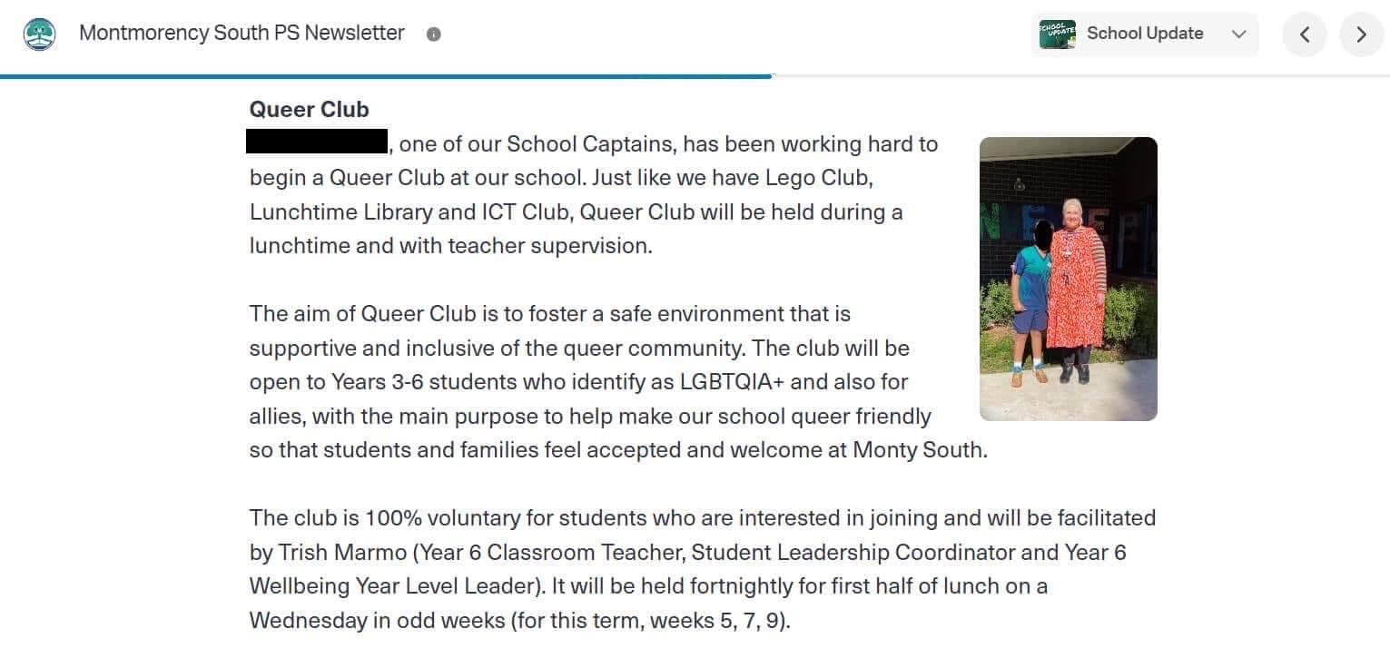 Queer Club for Grade 3 Students at a Melbourne Primary School