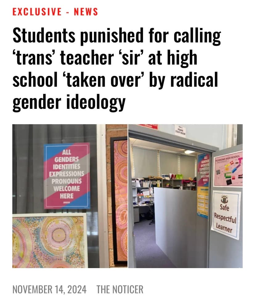NSW High School Punishes Students for Misgendering Teacher