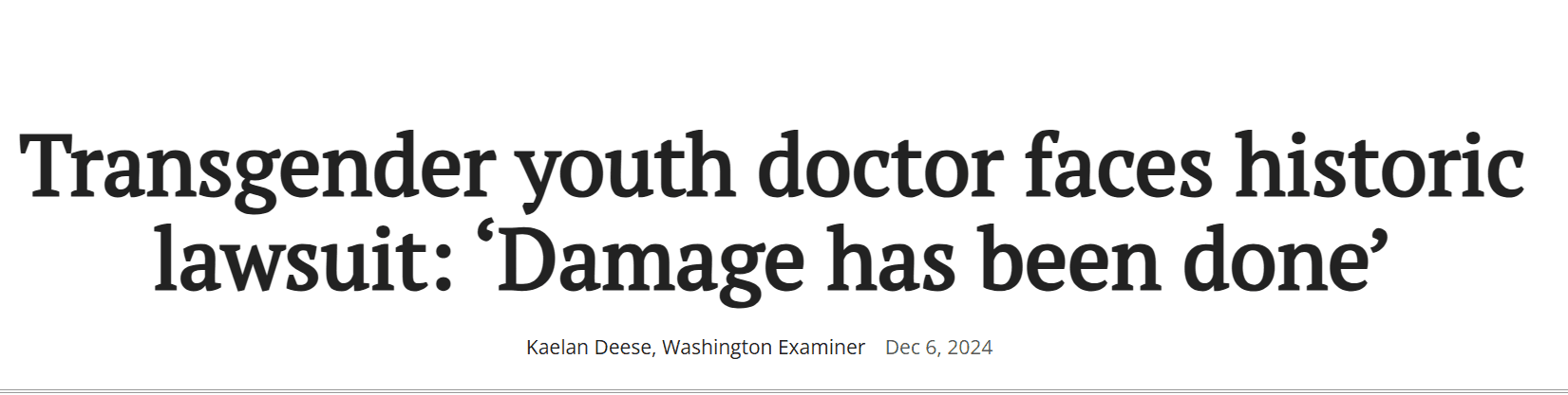Doctor in the US being sued by De-Transitioner