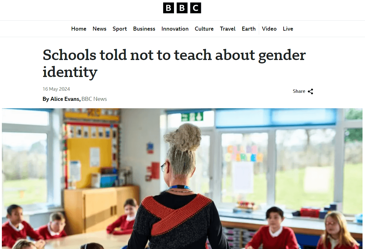 UK GOVERNMENT SET TO BAN SEX EDUCATION FOR UNDER 9S AND TEACHING GENDER IDENTITY